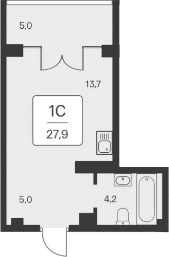 Планировка — Вилла Маяк, Студия, 23 м²