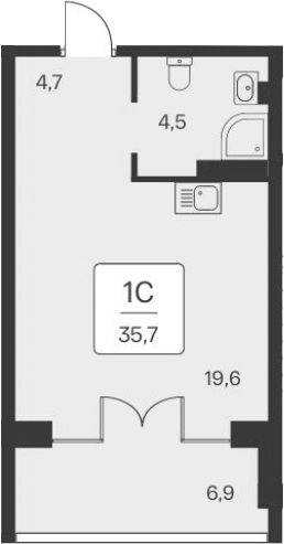 Планировка — Вилла Маяк, Студия, 29 м²