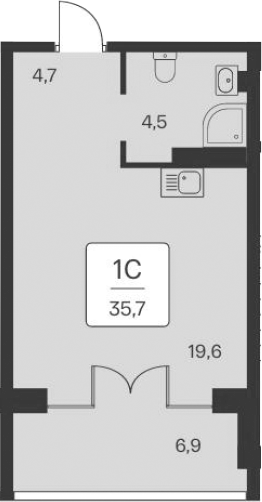 Планировка — Вилла Маяк, Студия, 29 м²