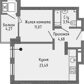 Планировка — Сок, 2-комн., 43 м²