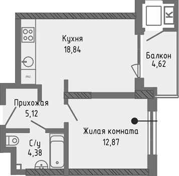 Планировка — Сок, 2-комн., 41 м²