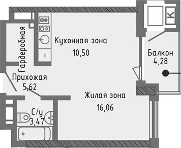 Планировка — Сок, Студия, 36 м²