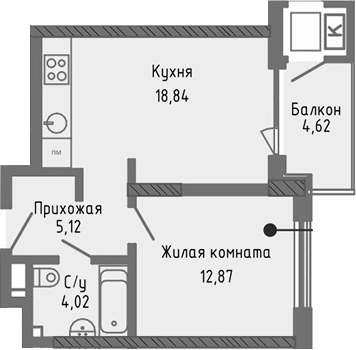 Планировка — Сок, 2-комн., 41 м²