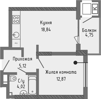 Планировка — Сок, 2-комн., 41 м²