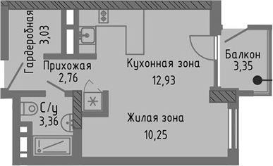 Планировка — Сок, Студия, 32 м²