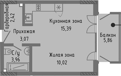 Планировка — Сок, Студия, 35 м²