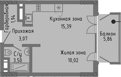 Планировка — Сок, Студия, 34 м²