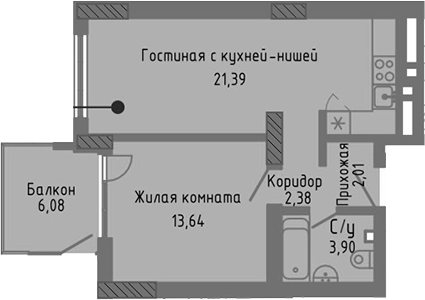 Планировка — Сок, 2-комн., 43 м²