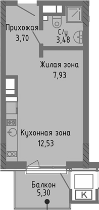Планировка — Сок, Студия, 28 м²