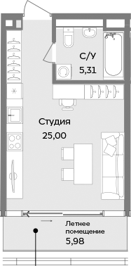 Планировка — ТЕМПО, Студия, 30 м²