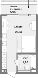 Планировка — ТЕМПО, Студия, 31 м²
