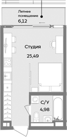 Планировка — ТЕМПО, Студия, 30 м²