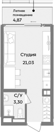 Планировка — ТЕМПО, Студия, 24 м²