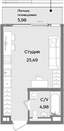 Планировка — ТЕМПО, Студия, 30 м²