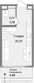 Планировка — ТЕМПО, Студия, 24 м²