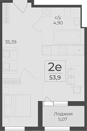 Планировка — Botanica, 1-комн., 46 м²