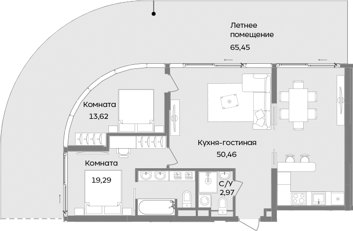 Планировка — ТЕМПО, 3-комн., 86 м²