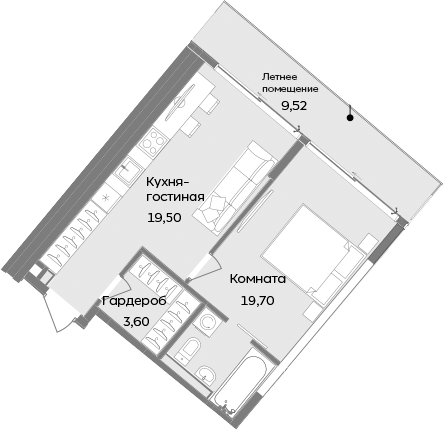 Планировка — ТЕМПО, 2-комн., 43 м²