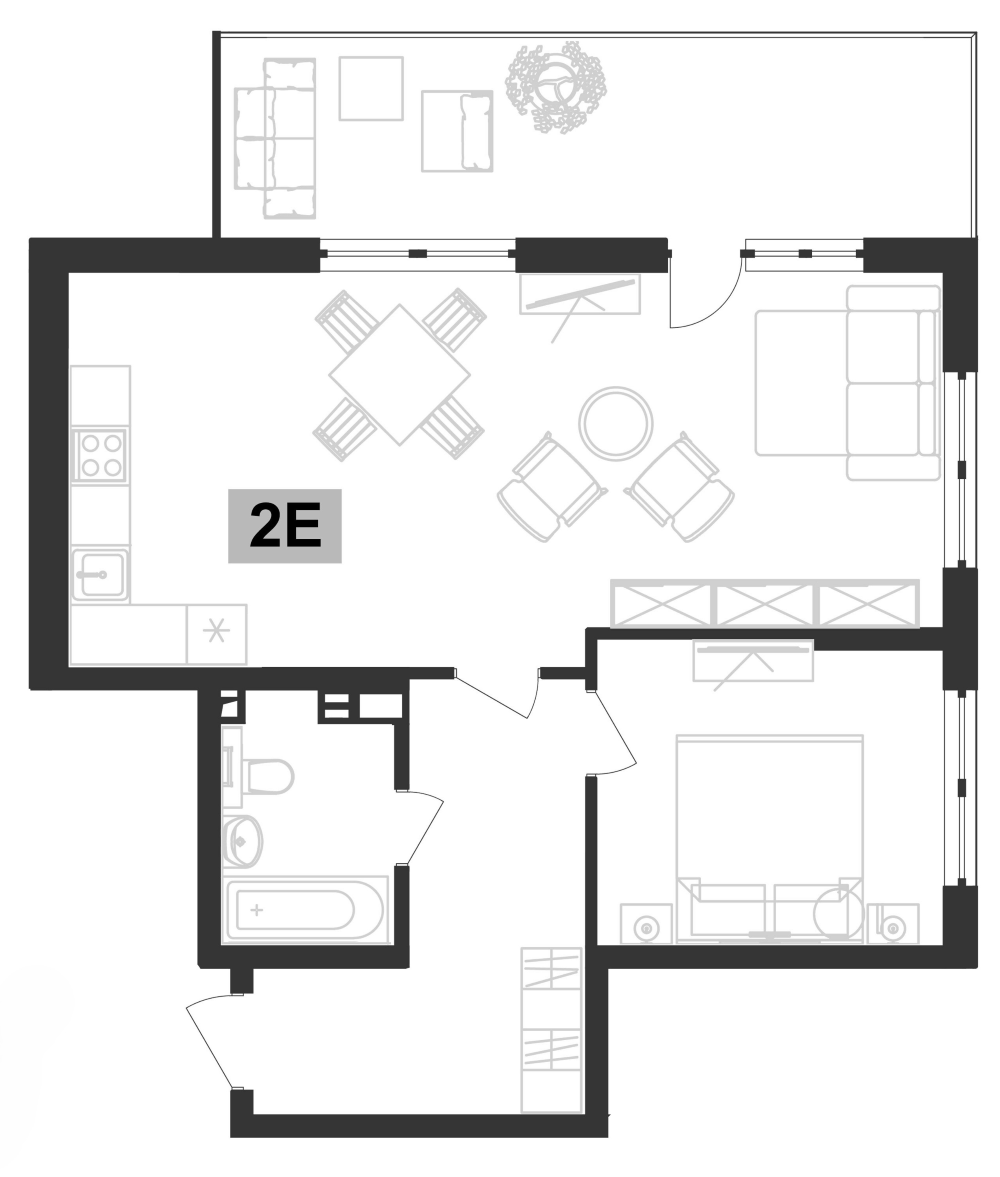 Планировка — Клубная резиденция Европа, 2-комн., 58 м²