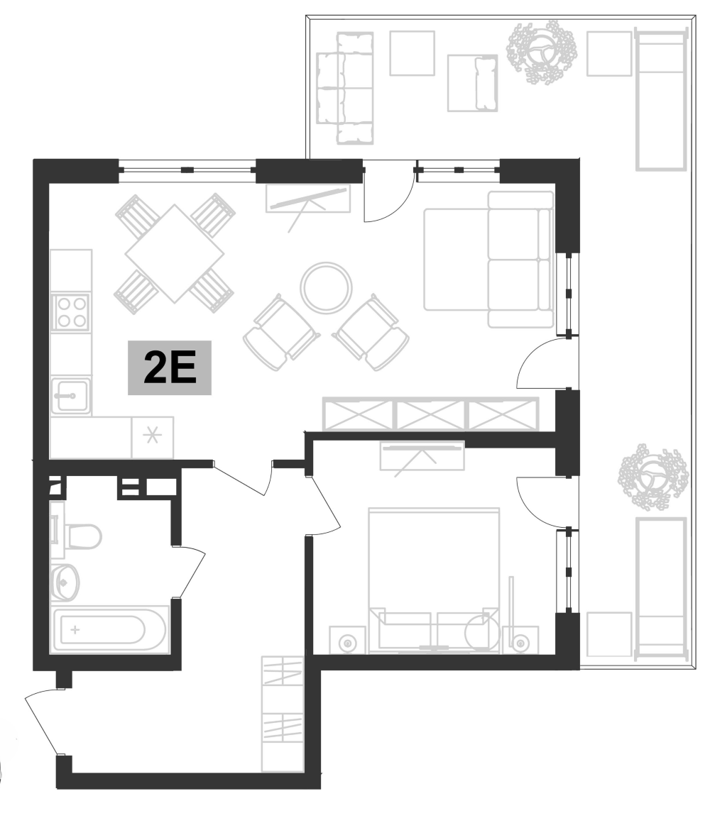 Планировка — Клубная резиденция Европа, 2-комн., 51 м²