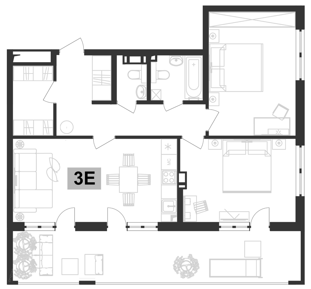 Планировка — Клубная резиденция Европа, 3-комн., 71 м²