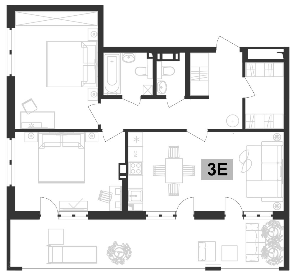 Планировка — Клубная резиденция Европа, 3-комн., 72 м²