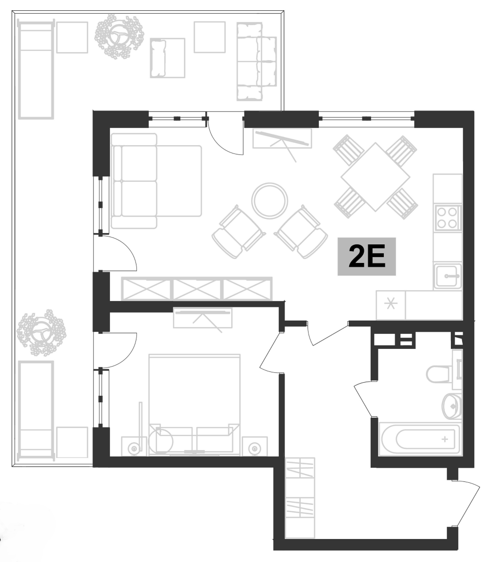 Планировка — Клубная резиденция Европа, 2-комн., 54 м²