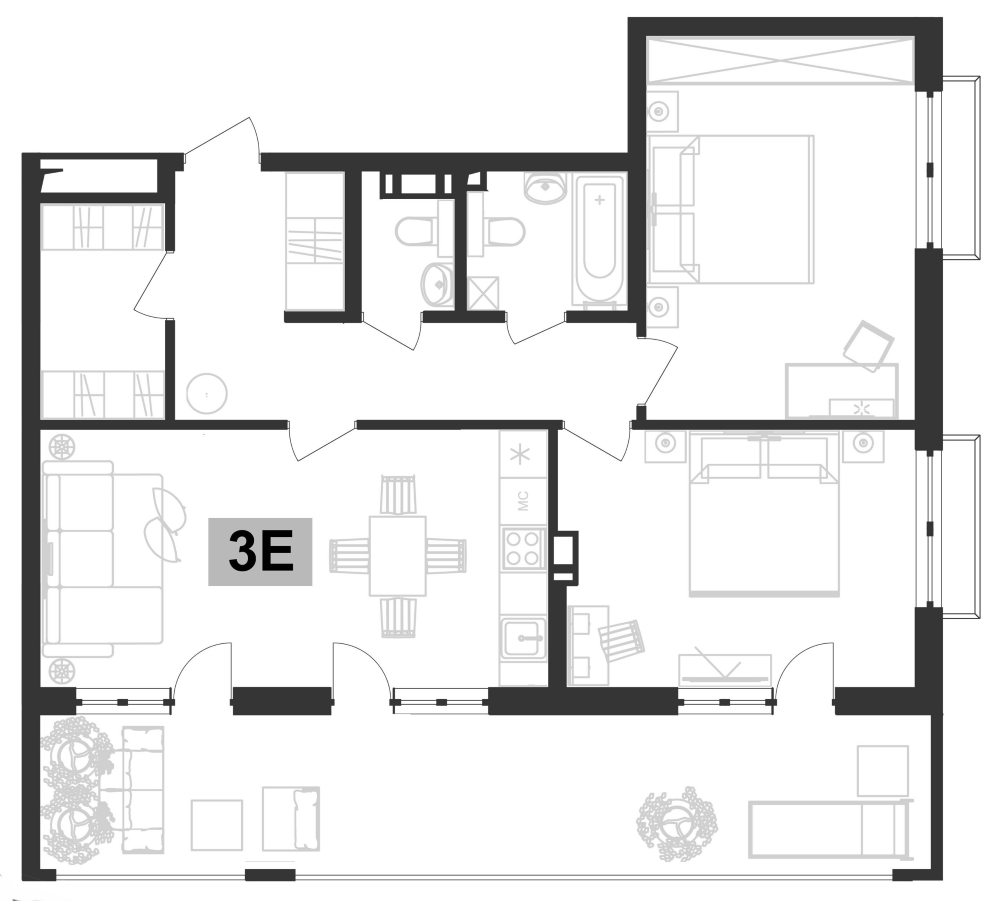 Планировка — Клубная резиденция Европа, 3-комн., 69 м²