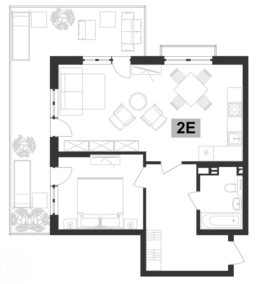 Планировка — Клубная резиденция Европа, 2-комн., 53 м²