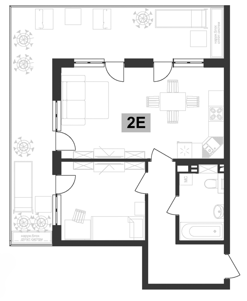 Планировка — Клубная резиденция Европа, 2-комн., 46 м²
