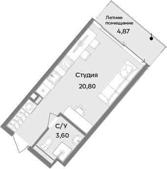Планировка — ТЕМПО, Студия, 24 м²