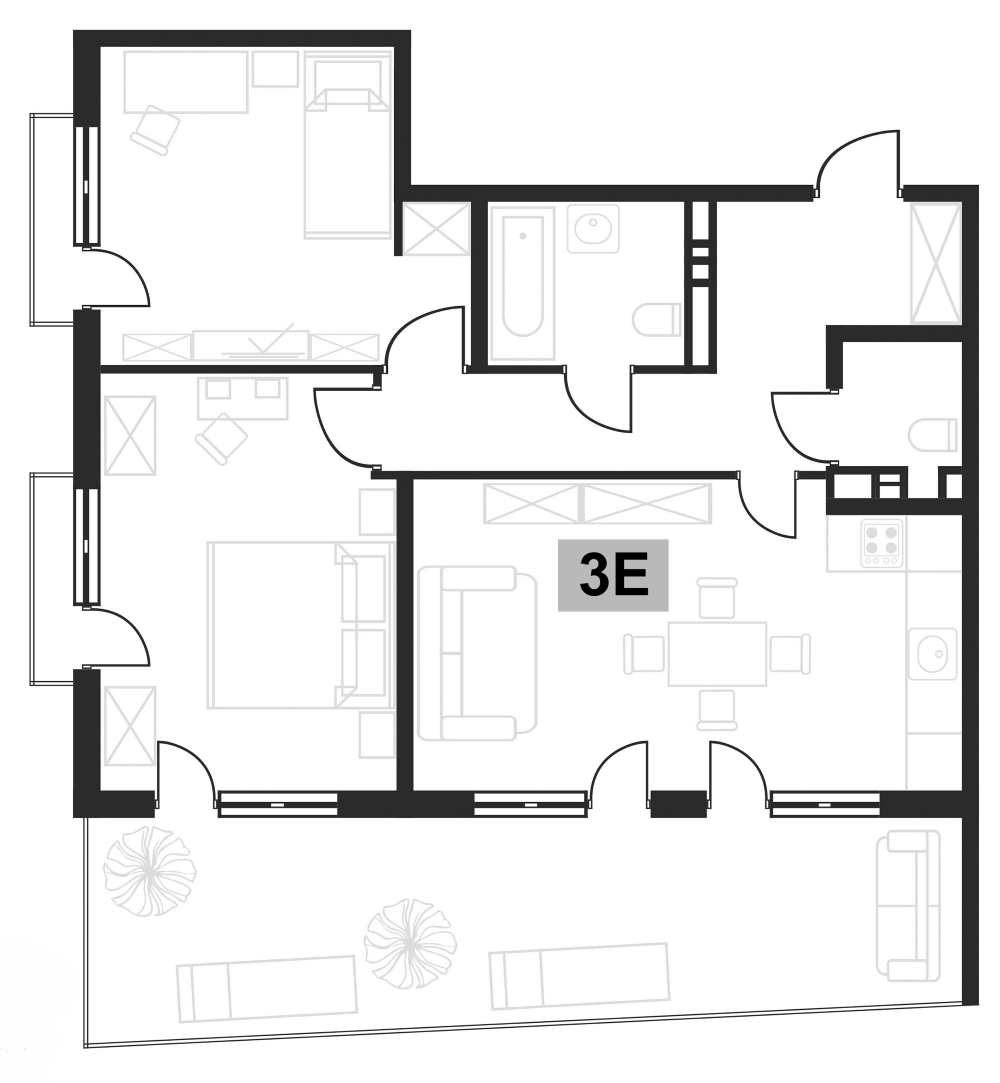 Планировка — Клубная резиденция Европа, 3-комн., 64 м²