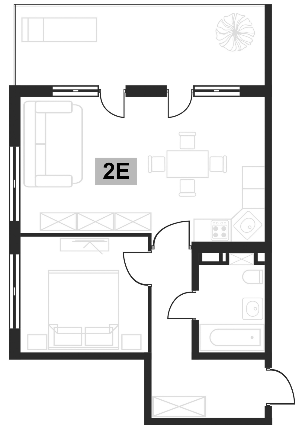 Планировка — Клубная резиденция Европа, 2-комн., 46 м²
