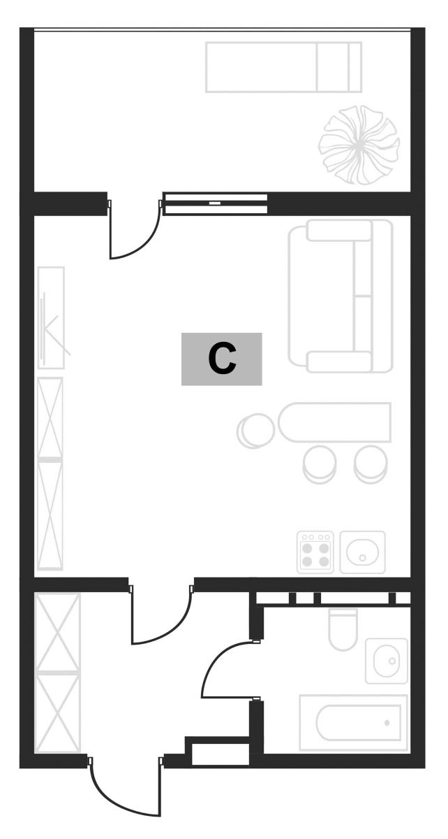 Планировка — Клубная резиденция Европа, Студия, 30 м²