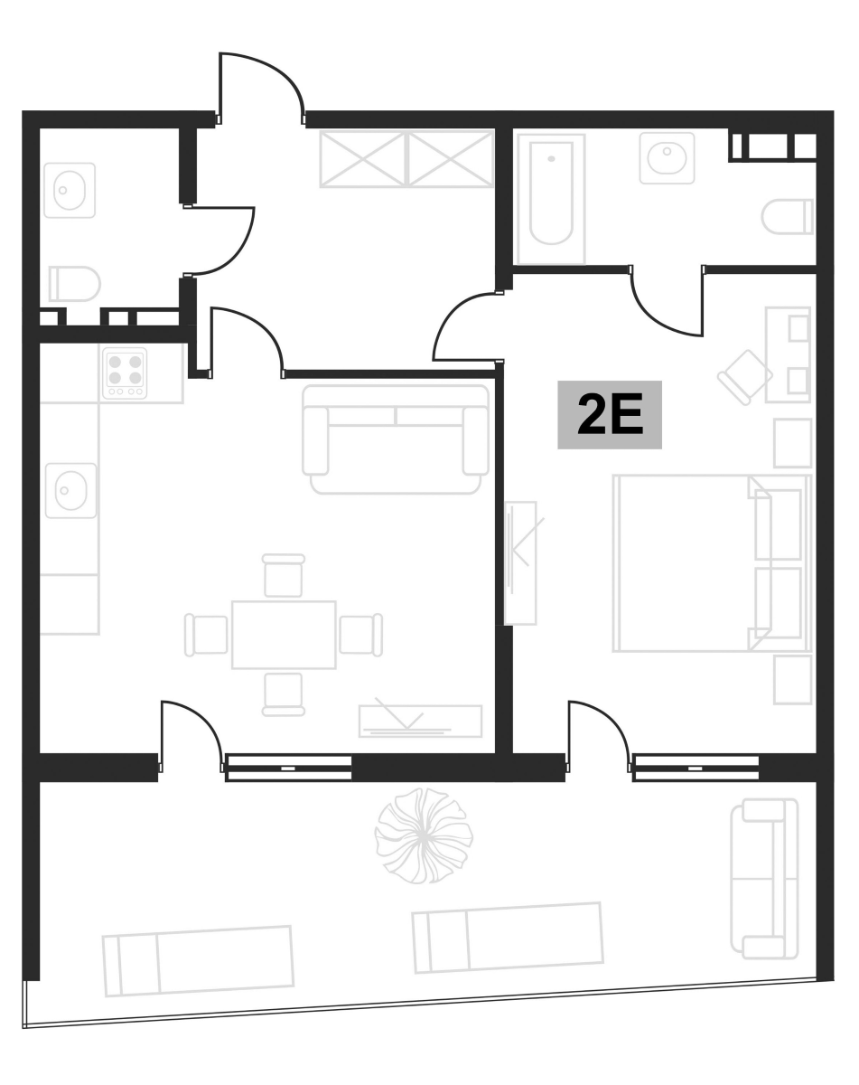 Планировка — Клубная резиденция Европа, 2-комн., 50 м²
