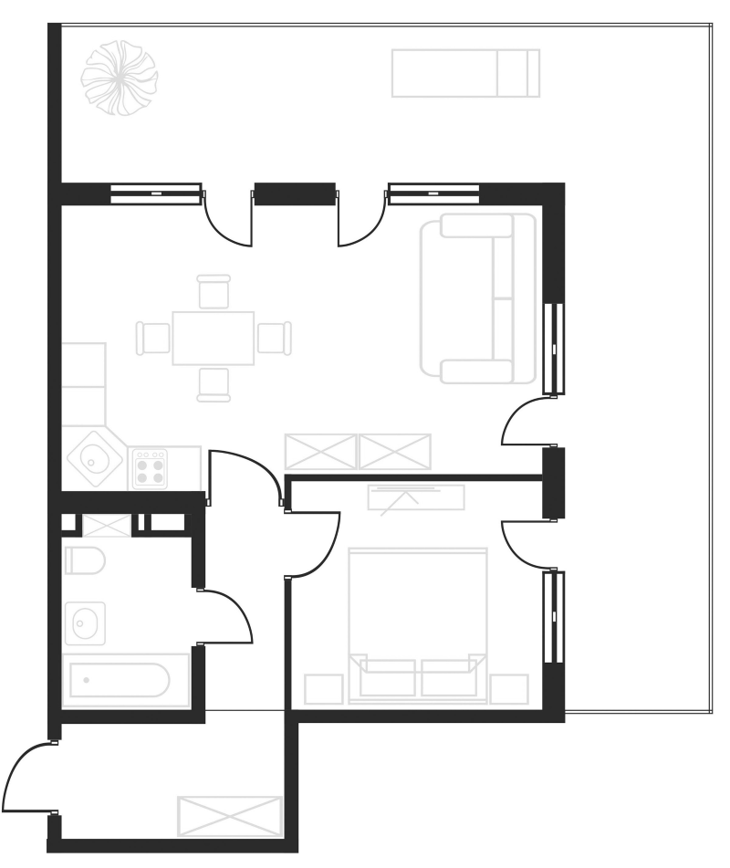Планировка — Клубная резиденция Европа, 2-комн., 47 м²