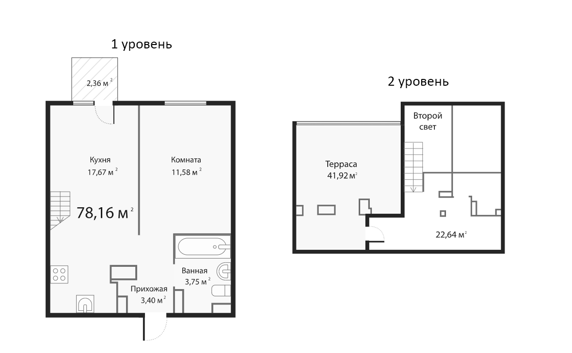 Планировка — Евпатория, 2-комн., 66 м²