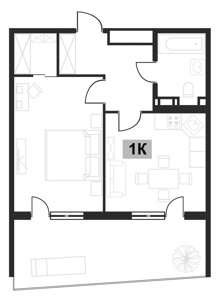 Планировка — Клубная резиденция Европа, 1-комн., 42 м²