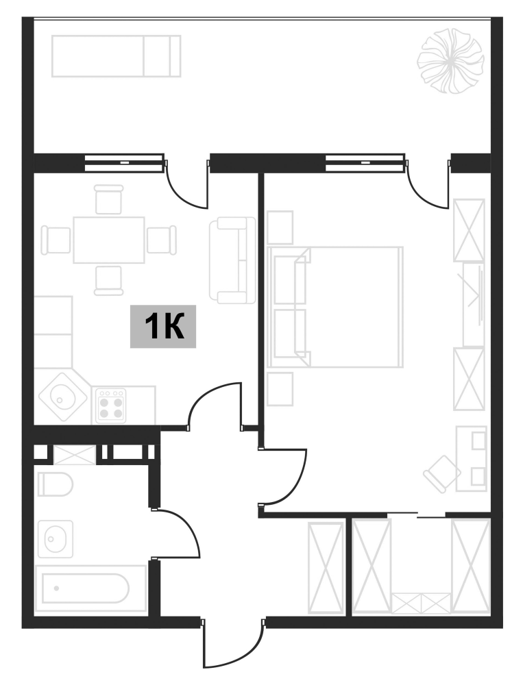 Планировка — Клубная резиденция Европа, 1-комн., 45 м²