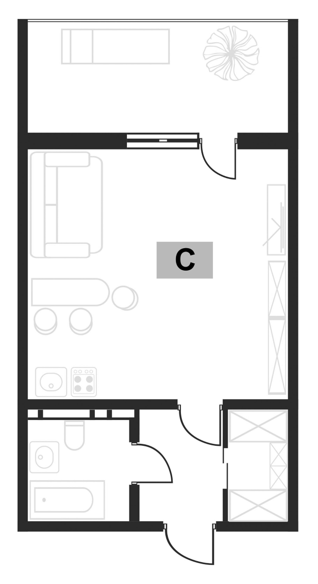 Планировка — Клубная резиденция Европа, Студия, 30 м²
