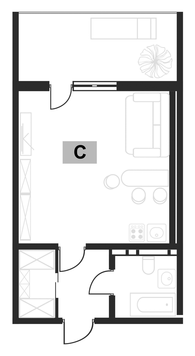 Планировка — Клубная резиденция Европа, Студия, 29 м²