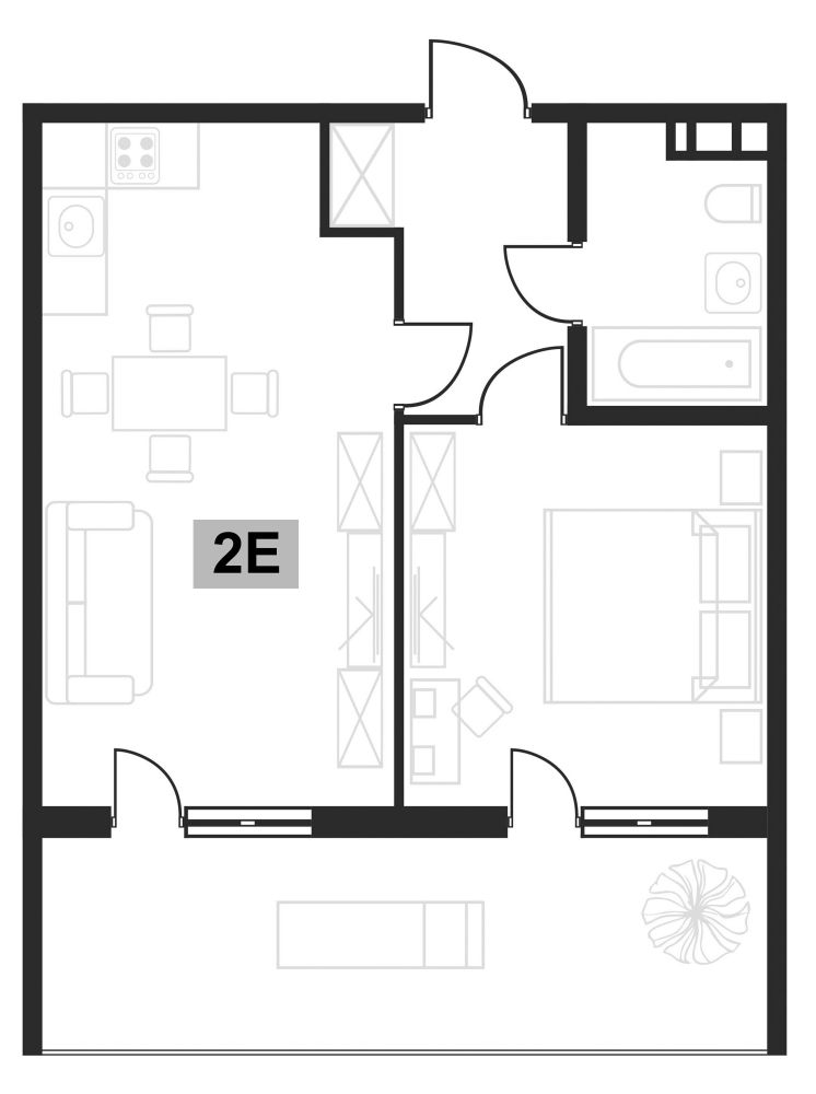 Планировка — Клубная резиденция Европа, 2-комн., 42 м²
