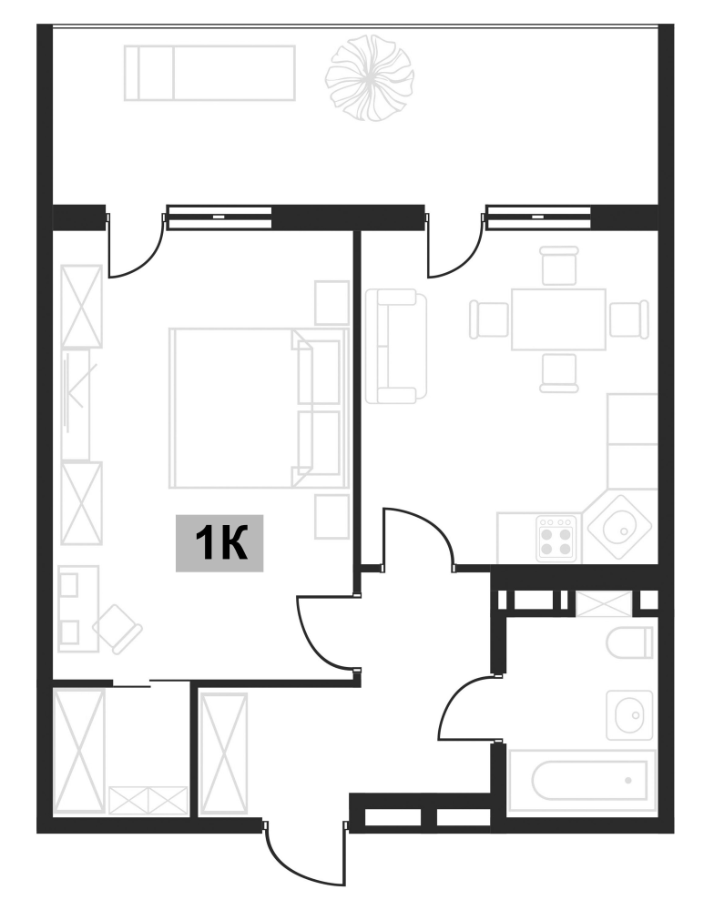 Планировка — Клубная резиденция Европа, 1-комн., 44 м²