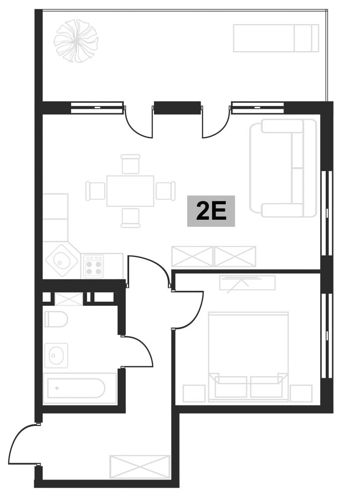 Планировка — Клубная резиденция Европа, 2-комн., 46 м²