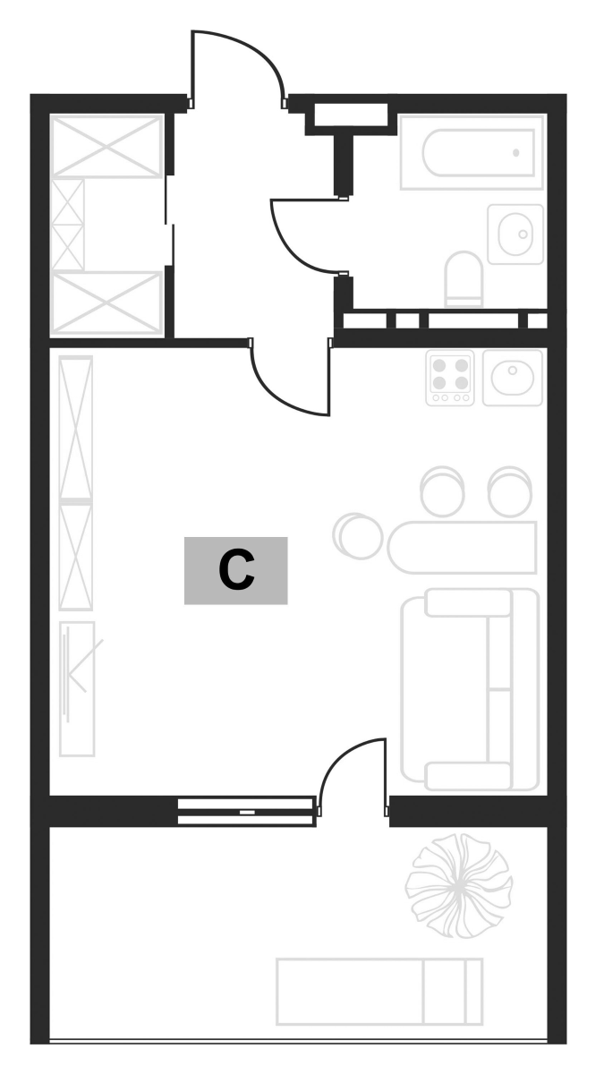 Планировка — Клубная резиденция Европа, Студия, 29 м²