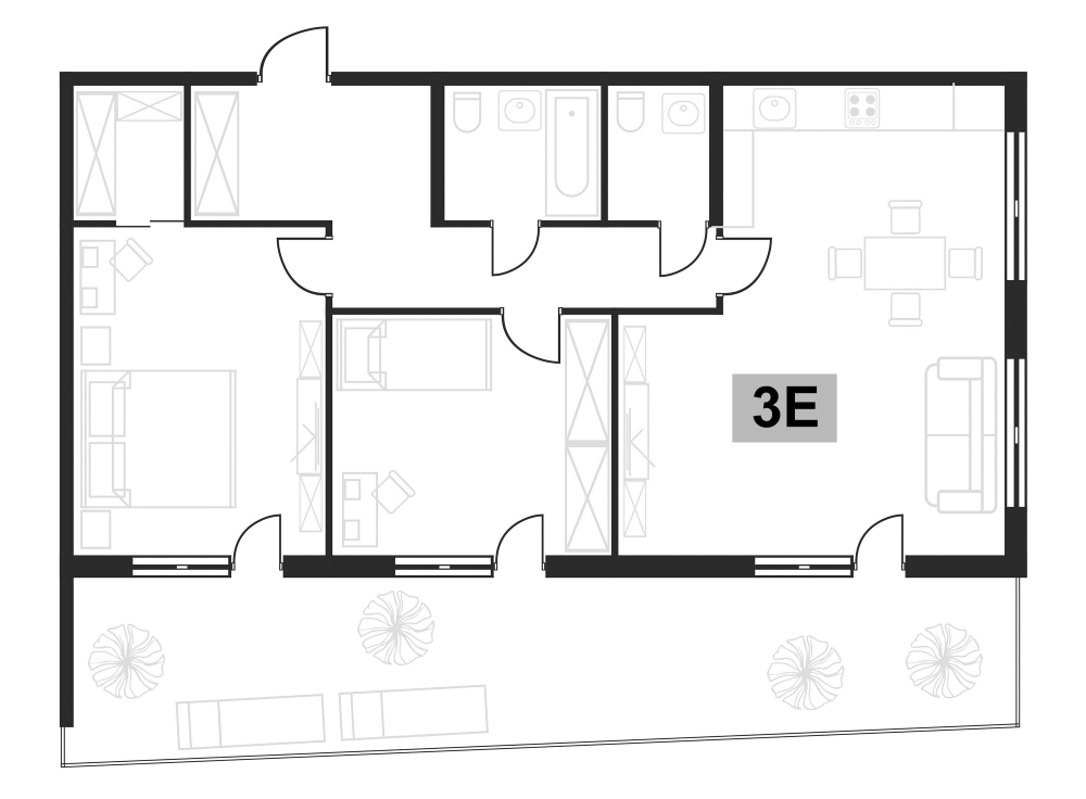 Планировка — Клубная резиденция Европа, 3-комн., 73 м²