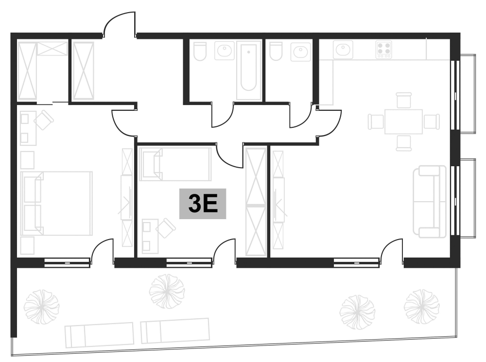 Планировка — Клубная резиденция Европа, 3-комн., 75 м²