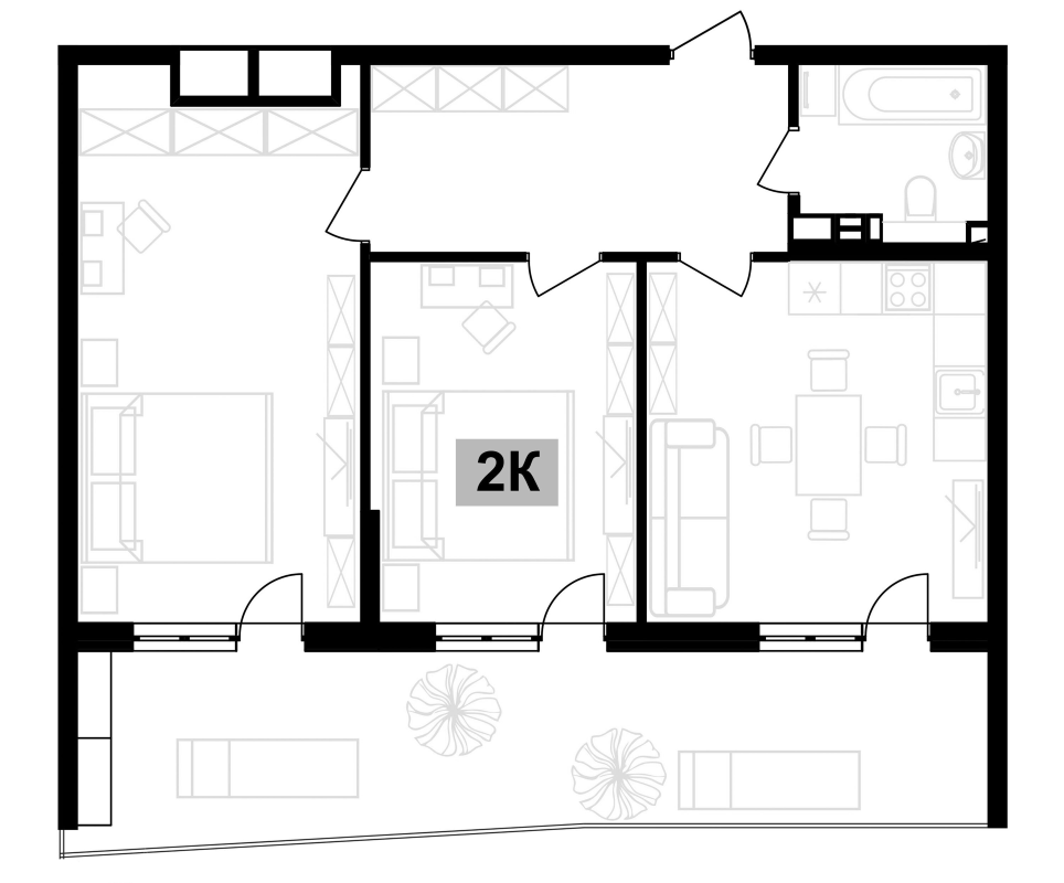 Планировка — Клубная резиденция Европа, 2-комн., 64 м²