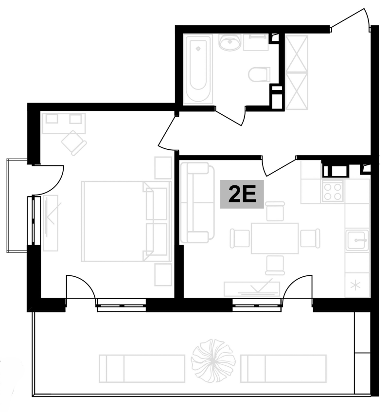 Планировка — Клубная резиденция Европа, 2-комн., 44 м²