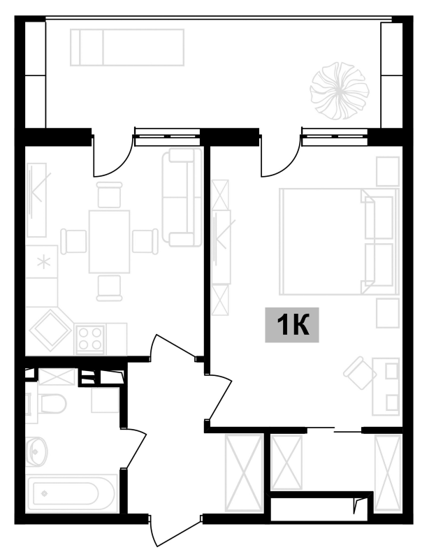 Планировка — Клубная резиденция Европа, 1-комн., 44 м²
